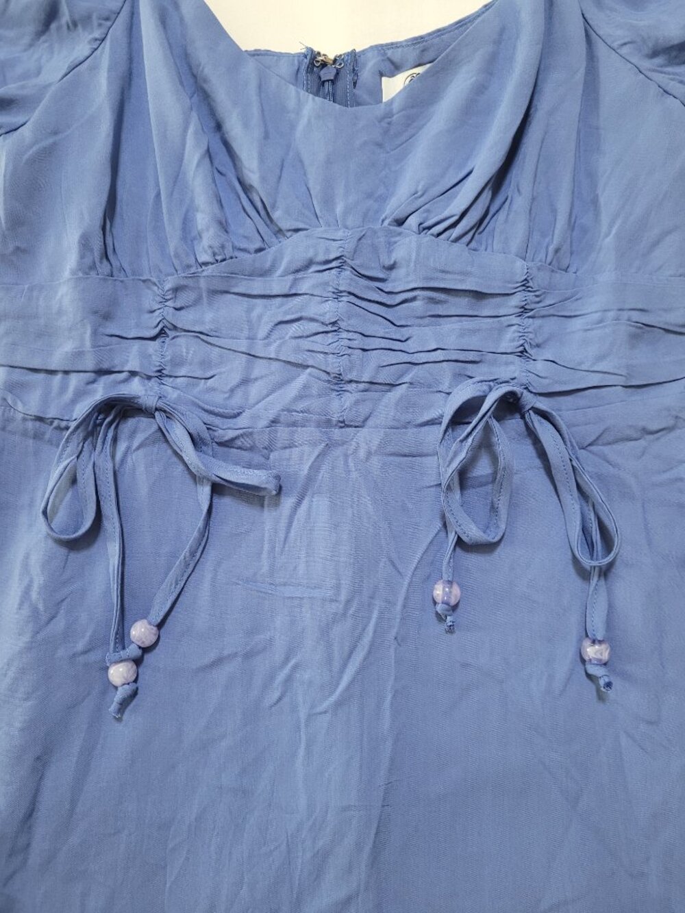 Cupshe Mini Dress Puff Sleeve Empire Waist Sundress Blue Small Coquette - Picture 4 of 13